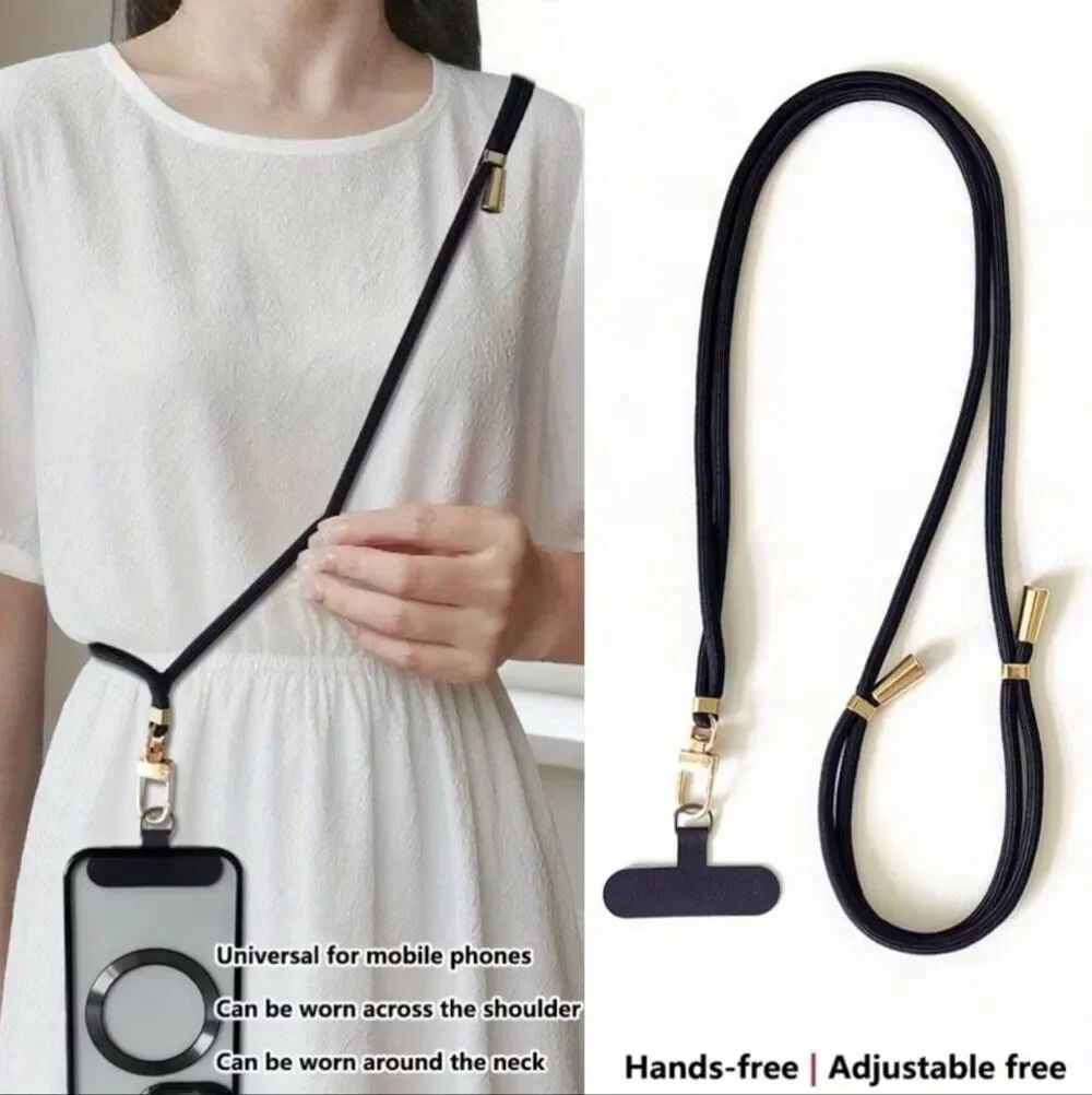 Universal Phone Lanyard Neck Strap With Tether Tab Adjustable Black NWOT